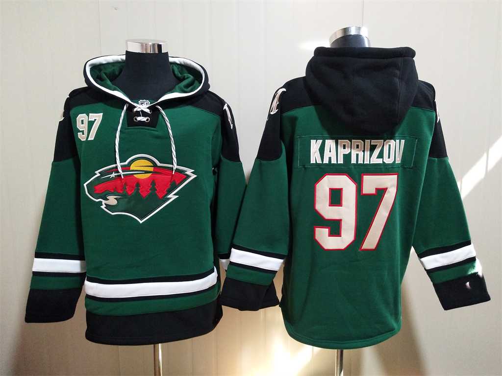 Wild 97 Kirill Kaprizov Green All Stitched Sweatshirt Hoodie,We sell and wholesale Wild 97 Kirill Kaprizov Green All Stitched Sweatshirt Hoodie on line form chian!